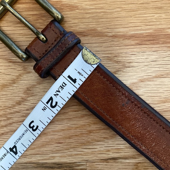 Men’s Ralph Lauren Leather Belt Brown Brass Buckle distressed classic vintage - Picture 12 of 13